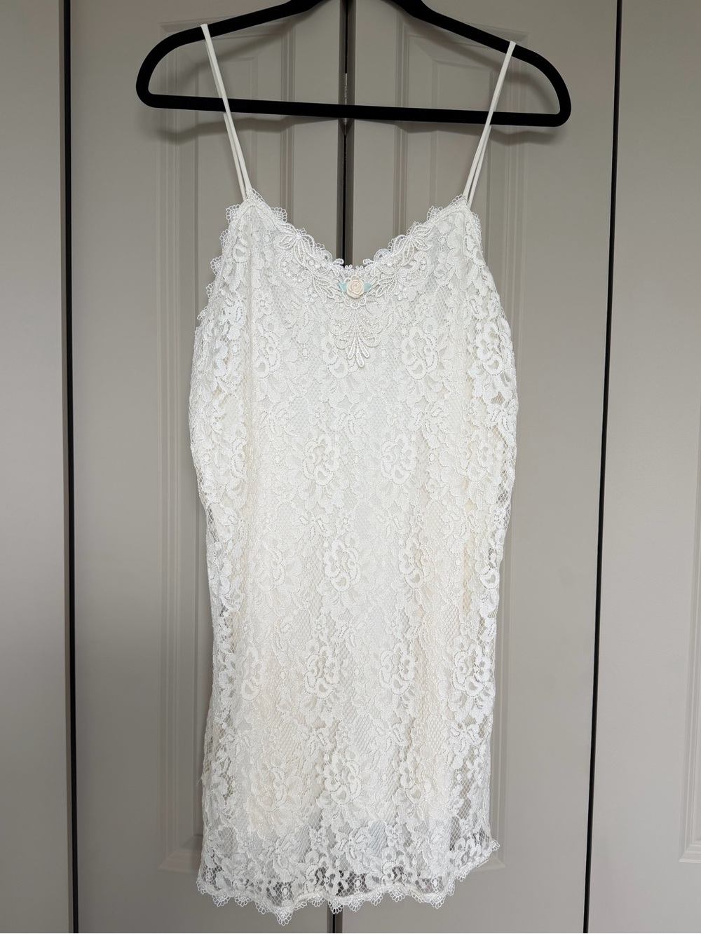 Vintage Shadowline Lace Slip Dress in Ivory/Cream